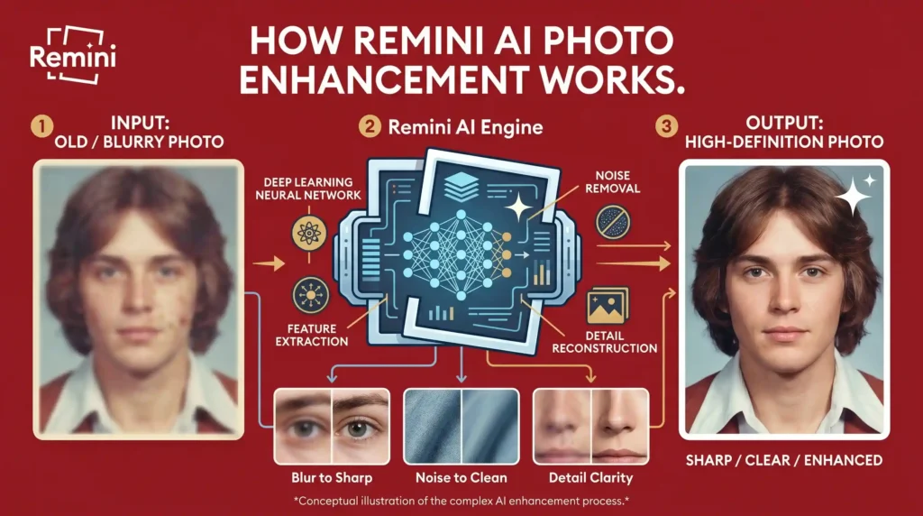 Picture showing how ai enhancement works in remini