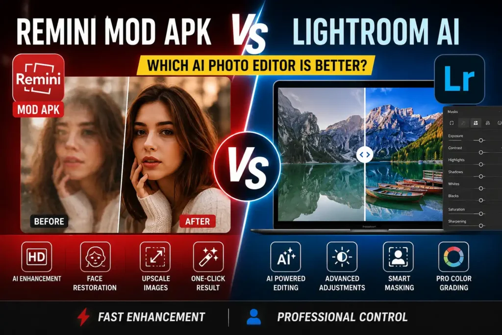 Remini Mod APkk Vs Lightroom Ai